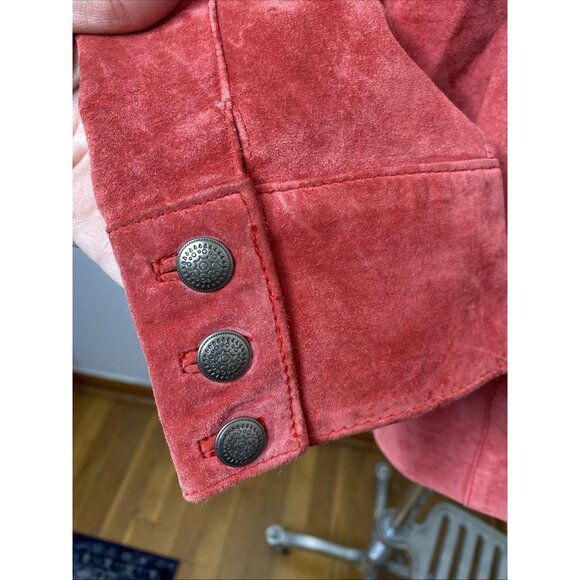 Chico's Red Suede Fringe Jacket Sz 3 XL Button Front Festival Cowgirl Western - Picture 9 of 14